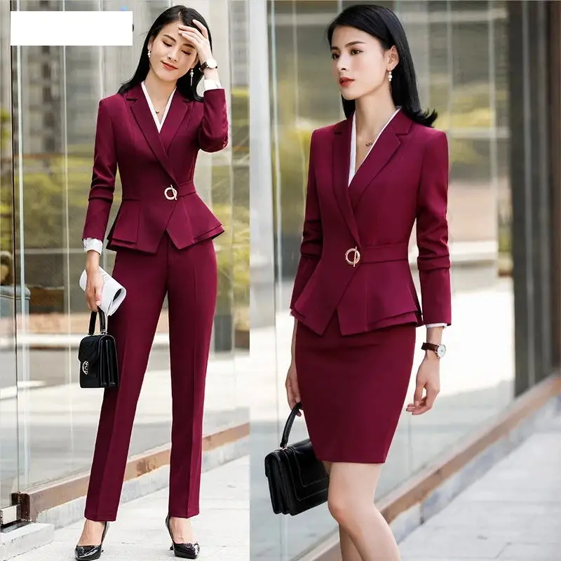 2023 Fashion Formal Pant Suits for Women Office Work 2 Piece Pants Blazer  Set Business Trousers Jacket Suit Female Autumn Winter