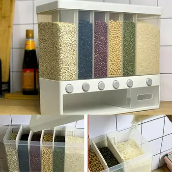 

Wall Mounted Press Cereals Dispenser Dry Food Hanger Kitchen Organizer Container Dry Organize Storage Food Household P9J6