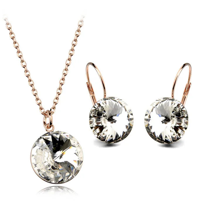Оригинальные кристаллы от Swarovski Bella, ювелирные наборы, круглая подвеска, колье, пирсинг, серьги для женщин, свадебный подарок