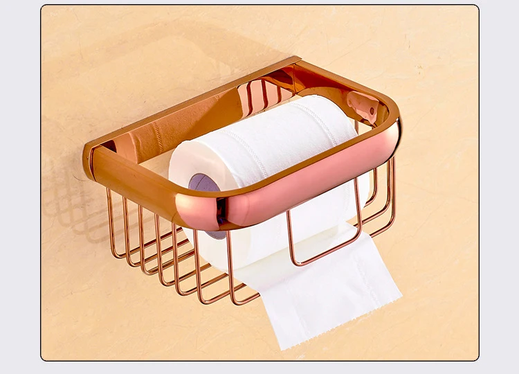 Description Picture 6 of itemClassic Brass Rose Gold Bathroom Accessories Simple Wall-Mounted Towel Bar Soap Dish Toilet Paper Holder BS3243