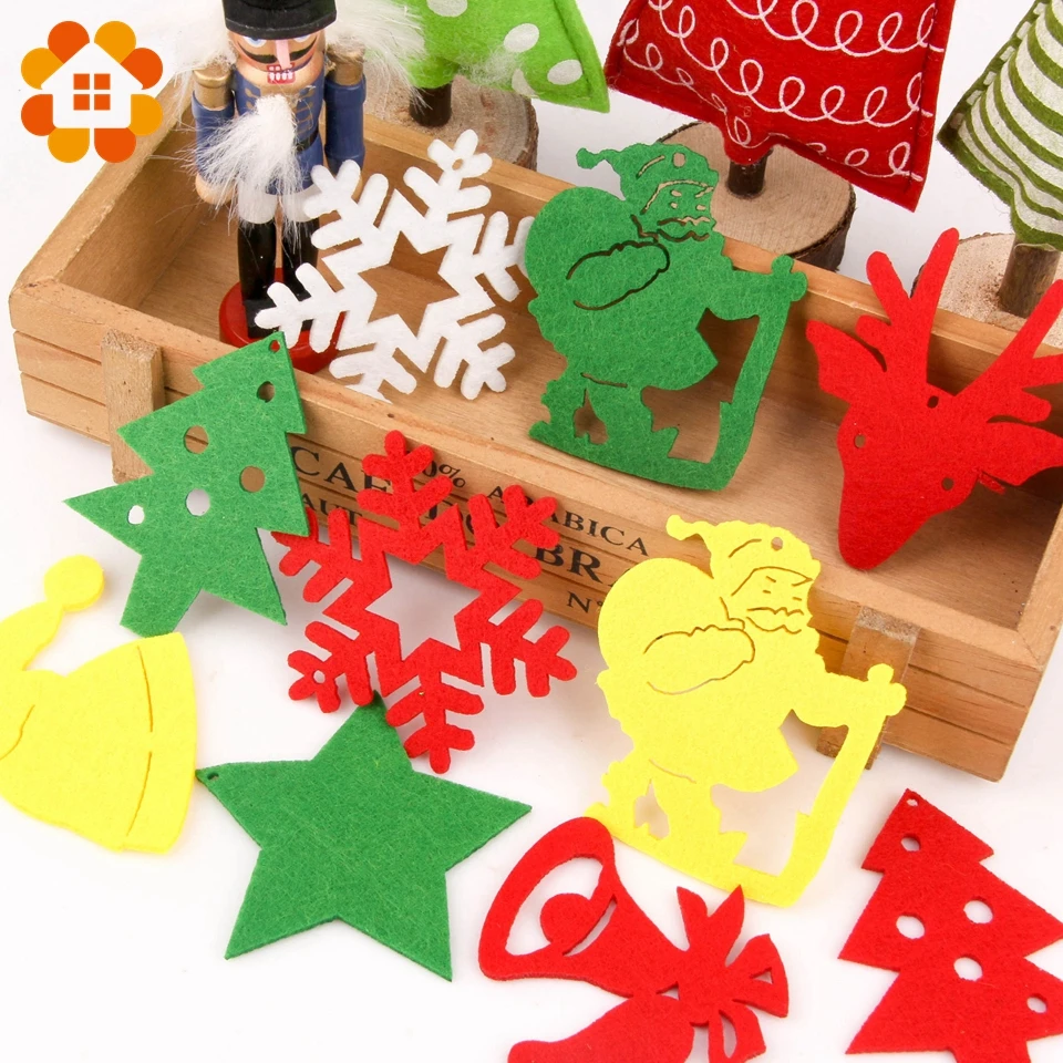 

24pcs Multi Color Cute Christmas Series Felt Pendants DIY Decorations Christmas Tree Bell Santa Claus Decor Accessories Supplies