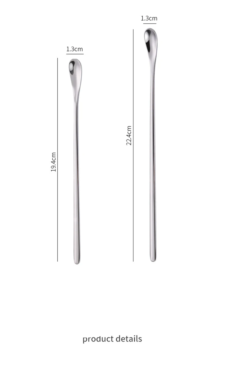 Description Picture 5 of item304 Stainless Steel Coffee Honey Mixing Spoon Tableware Long Handle Ice Cream Tea Shovel Spoons Kitchen Accessories Bar Tools