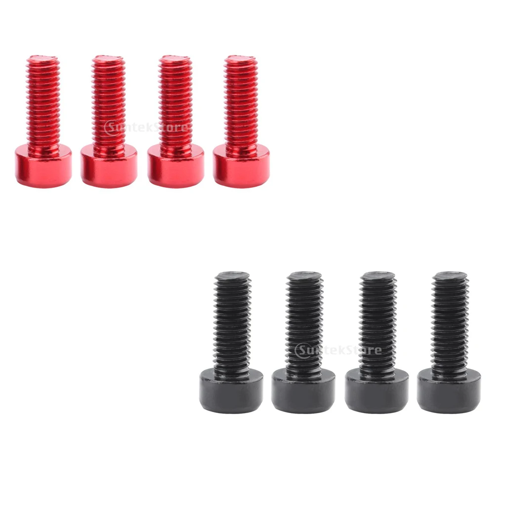 8 Pieces Red&Black Bicycle Water Bottle Cage Bolts Threaded Screws for Bike Bottle Holder Bracket Rack