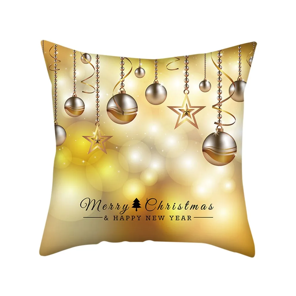 Золотые рождественские наволочки для подушек, скандинавские диванные чехлы для подушек, украшение для дома, Cojin Housse De Coussin, рождественские наволочки для подушек