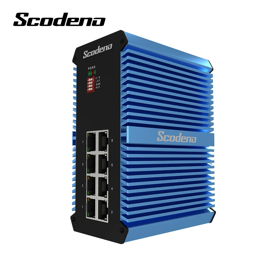 Промышленный Ethernet PoE гигабитный коммутатор 250 Вт Мощность бюджет IP50 8 RJ45 порты