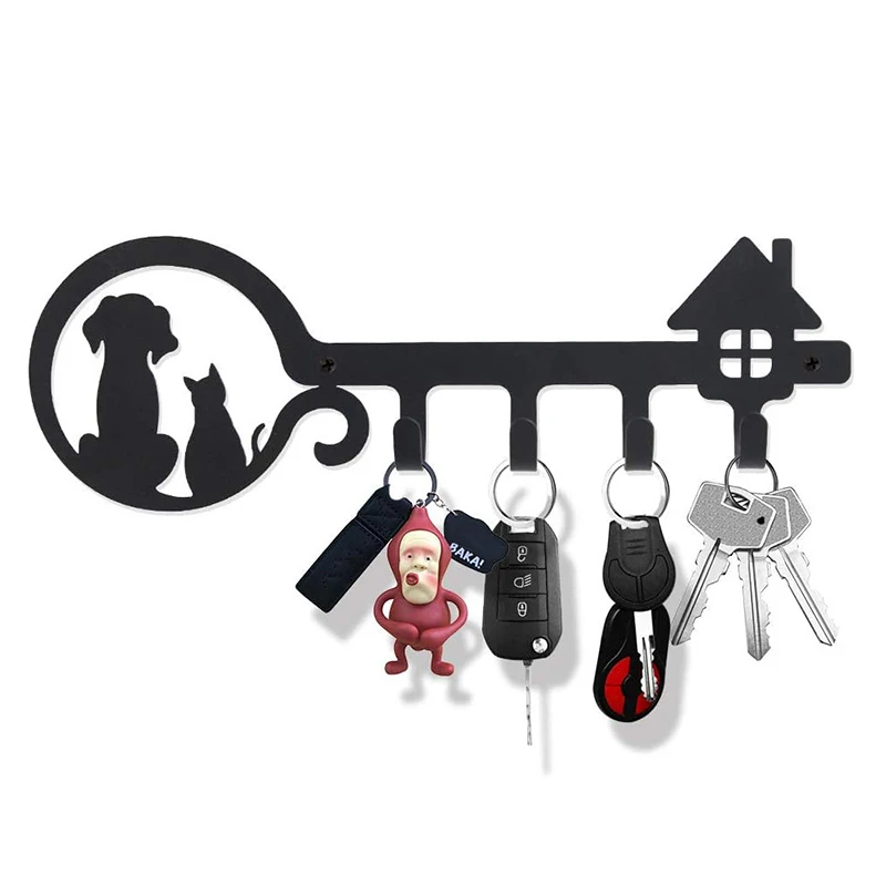IronKeyHolderCastIronCatsDogGardenWallHangerCreativeGarment