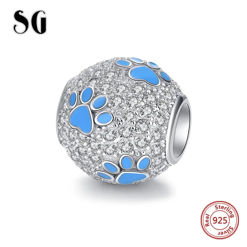 SG fashion cubic zirconia pandora charms beads women accessories silver 925 original for bracelet dogs jewelry making diy - Color: P6497