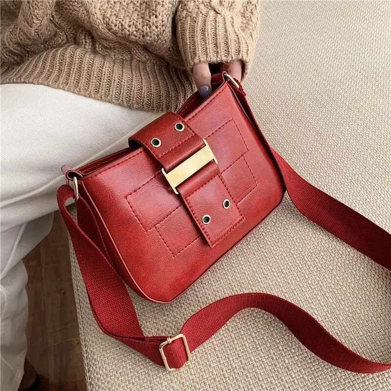 Vento Marea сумка на плечо с широким ремешком для женщин модная женская сумка через плечо для девушек красная Винтажная сумочка и сумочка - Цвет: RED