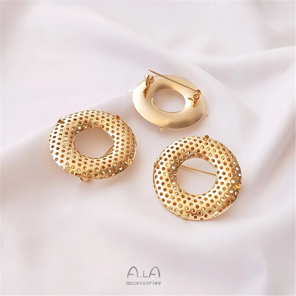 14K Gold Filled Plated ring disc rotating safety brooch circular doughnut micro hook garland beads DIY accessories excavator micro excavation accessories 616 636 55 60 80 pilot hydraulic safety lock