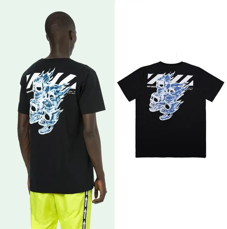 Европейская американская 19SS Off-White OW с принтом черепа для мужчин и женщин, парные модели для влюбленных, Модная хлопковая футболка с круглым вырезом и коротким рукавом