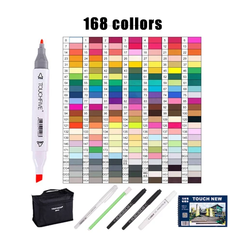 168 Colors white Touchfive художественный маркер 30/40/60/80/168 Цвет Набор двойной кончик кисти для рисования манги Краски эскиз спиртовой фломастер для офиса и школы - Цвет: 168 Colors white