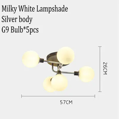 5 ceiling lights Современный скандинавский дымчатый серый Янтарный стеклянный потолочный светильник AC90V-265V, Потолочная люстра для гостиной, входа, домашнего интерьера - Цвет корпуса: 5 ceiling lights