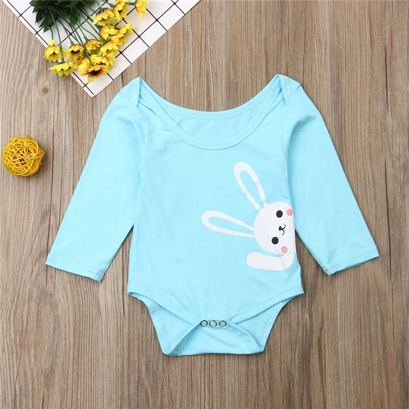 2019 Демисезонный для новорожденных, для маленьких мальчиков и девочек в стиле унисекс из хлопка милый узор в виде кролика Ромпер