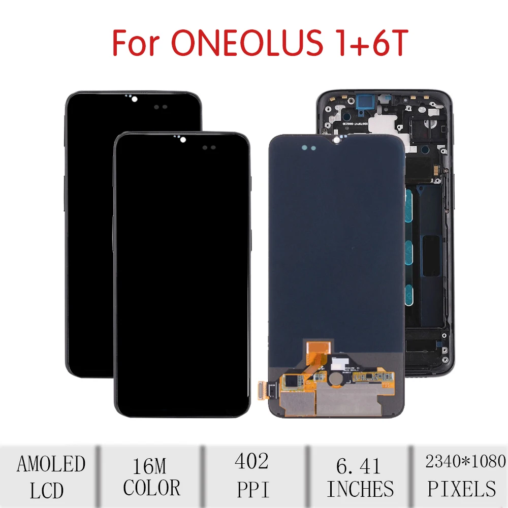 Для OnePlus 6T lcd кодирующий преобразователь сенсорного экрана в сборе для Oneplus 6T дисплей с заменой рамы 1+ 6T A6010 A6013