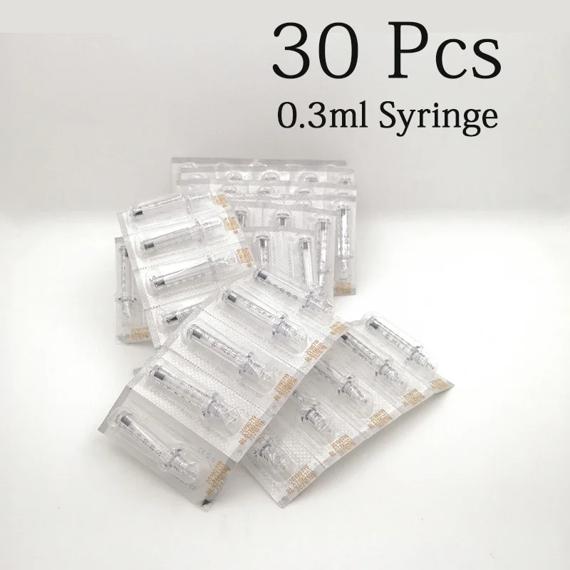 30pcs 0.3 syringe Мезотерапия водный распылитель подарки увлажняющий Портативный Подтяжка губ Удаление морщин Сыворотка для омоложения кожи уход гиалурон ручка - Номер модели: 30pcs 0.3 syringe