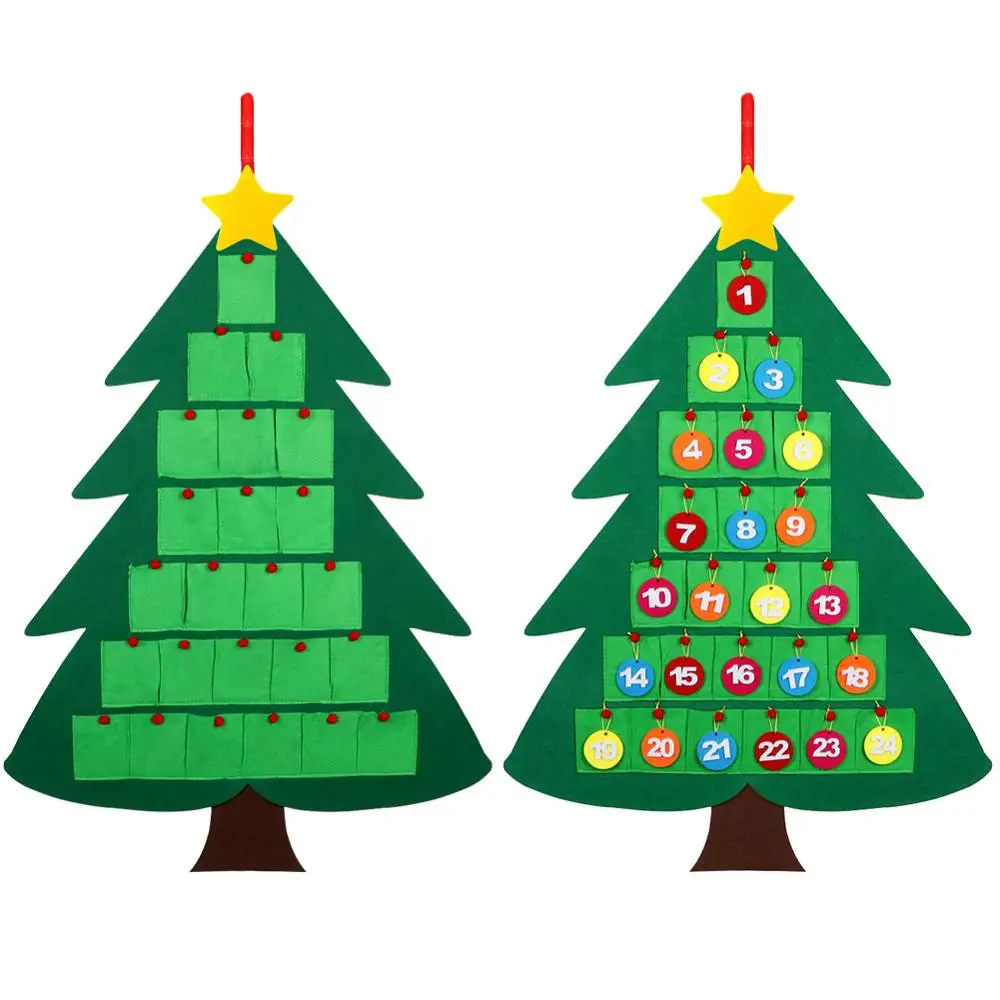 OurWarm Войлок DIY рождественская елка Адвент календарь набор с орнаментом DIY Рождественский обратный отсчет украшения настенный дверной подвесной подарок для ребенка
