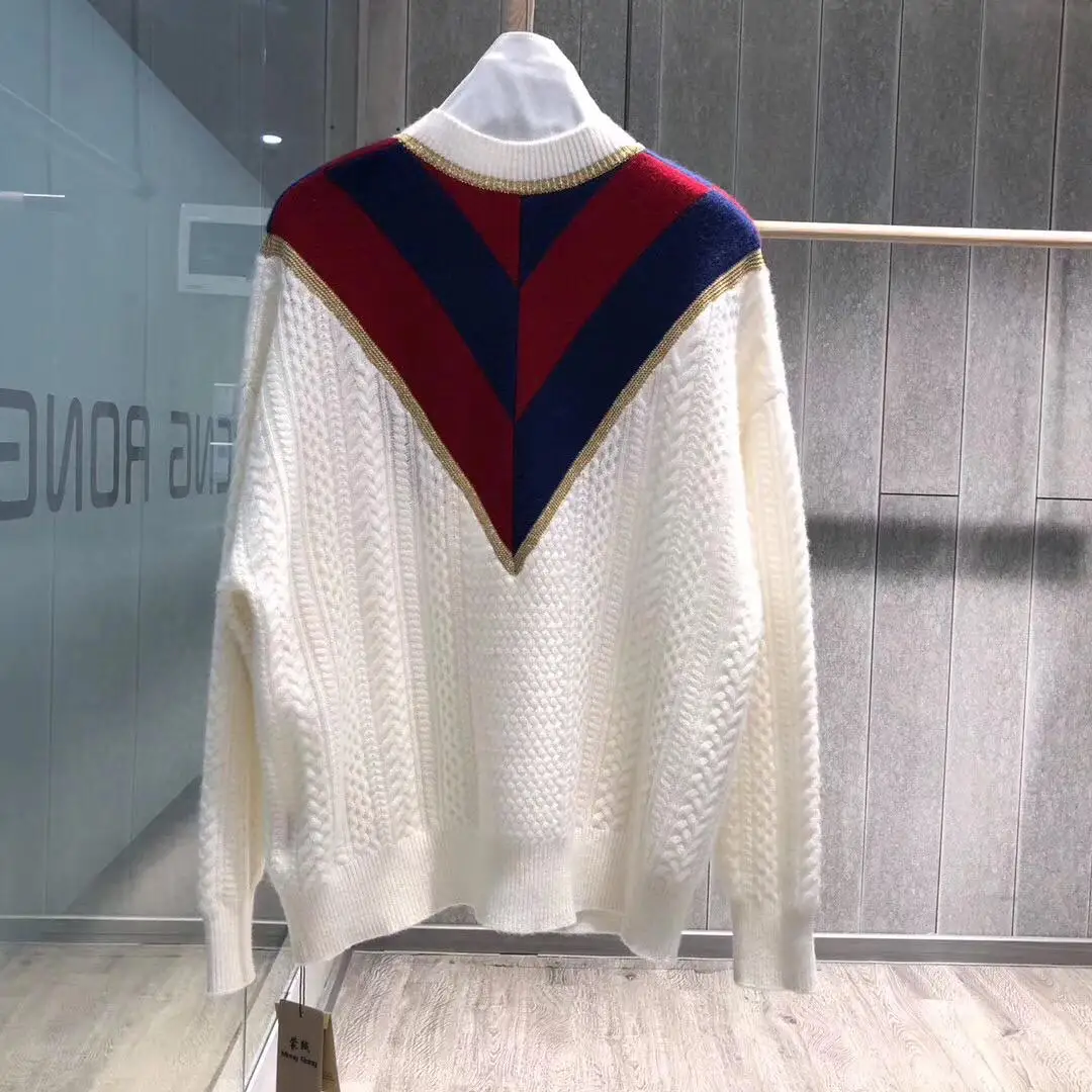 new ladies fashion long-sleeved sexy cashmere color matching sweater cardigan 0914