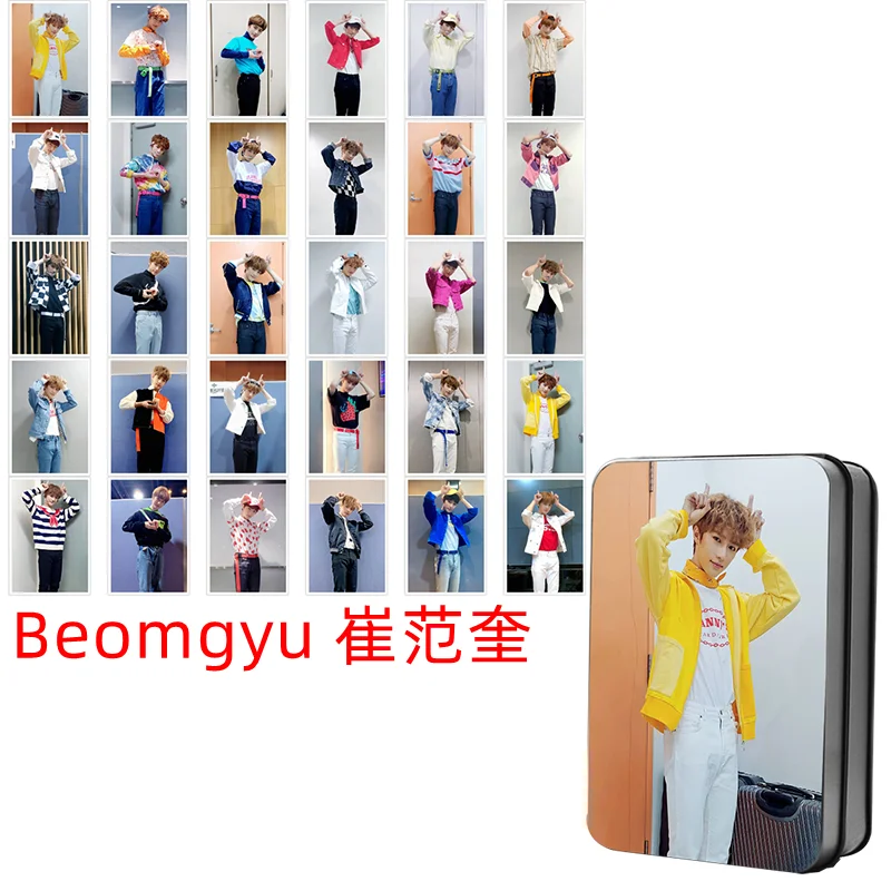 Kpop TXT Beomgyu Hueningkai Soobin Taehyun Yeonjun фотография Поляроида Lomo карты завтра X вместе вентиляторы подарки металлический ящик 30 шт./кор