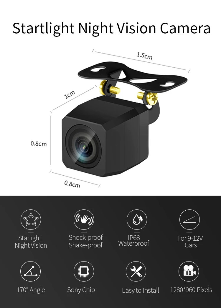 Super Starlight Night Vision HD CCD Car Reverse Camera Sony 1058 Chip Car Rear View Camera