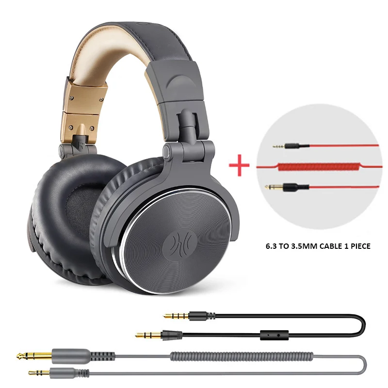Gray-Extra Cable Oneodio проводной мониторинг HIFI наушники стерео Бас студия смешивания гарнитура адаптер- Закрытая задняя DJ наушники для телефона ПК - Цвет: Gray-Extra Cable