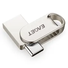 EAGET CU3 USB Flash Drive 32GB OTG โลหะกันน้ำไดรฟ์ปากกา Key 64GB ประเภท C pendrive แฟลชมินิแฟลชไดรฟ์ Memory Stick 16GB(China)