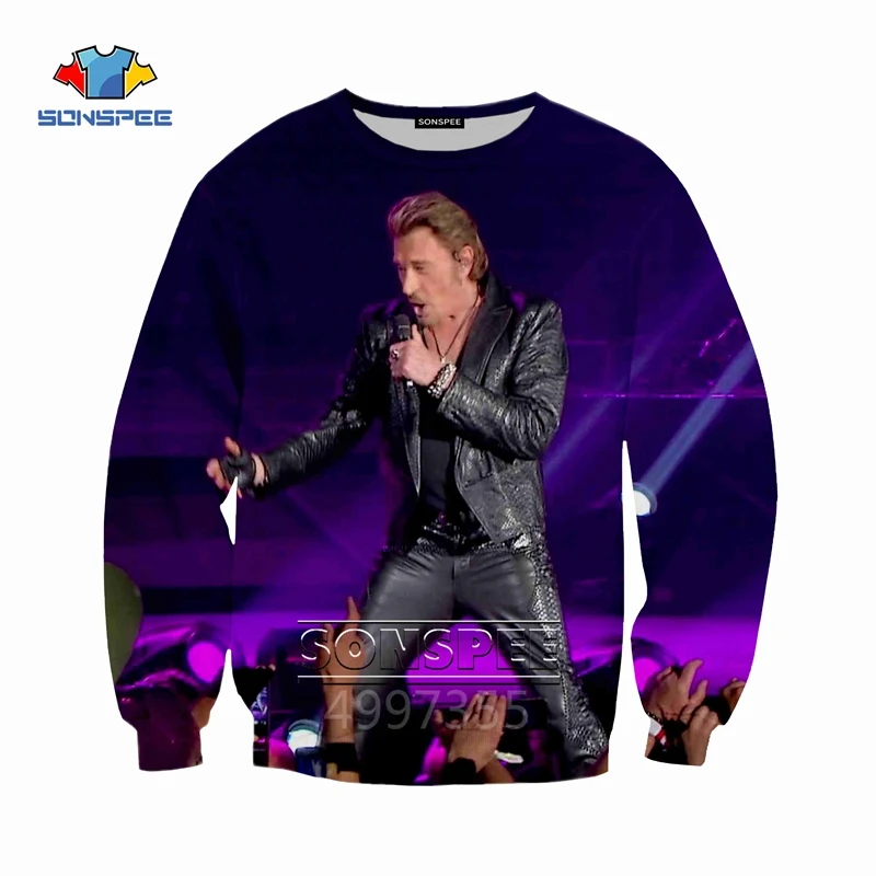 SONSPEE Johnny Hallyday Harajuku/Детские толстовки с 3D принтом детская одежда для мальчиков и девочек-подростков Топы, пуловер с длинными рукавами SW125