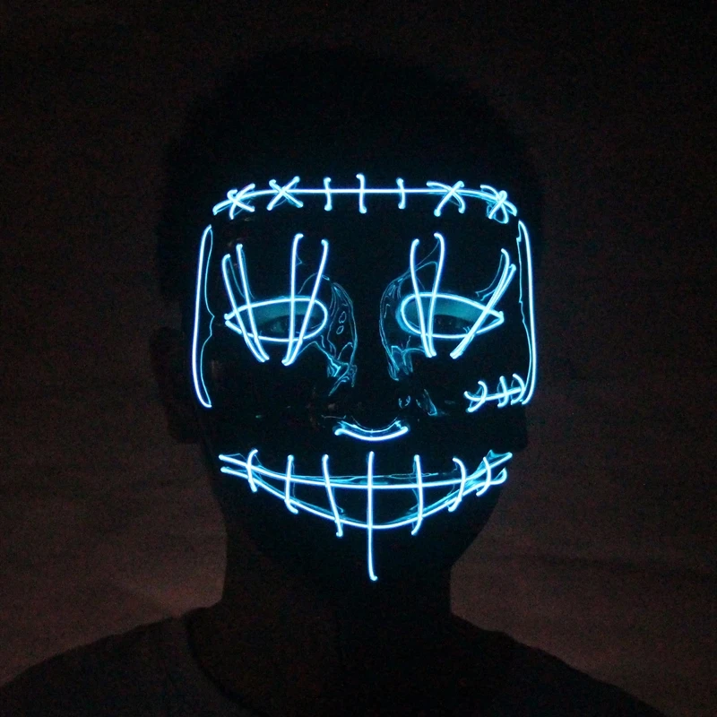 Светодиодный маска на Хэллоуин, маска для чистки, тушь для ресниц, костюм, DJ, вечерние светильник, светящиеся в темноте неоновые маски