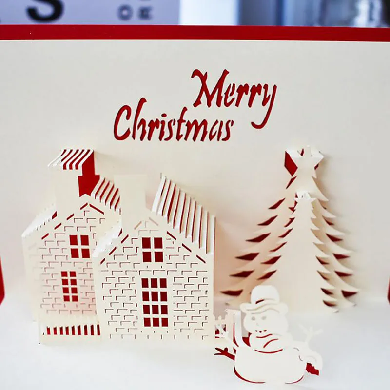 Новые 3D креативные всплывающие открытки Рождественская вечеринка приглашение Складной Тип Рождественский подарок для друзей стерео поздравительная открытка