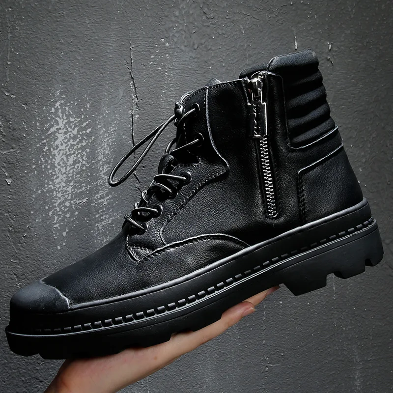

MEN'S SHOES Winter Hight-top Martin Boots England Short Boots Retro Combat Boots Versatile Genuine Leather Boots Hair Shoes