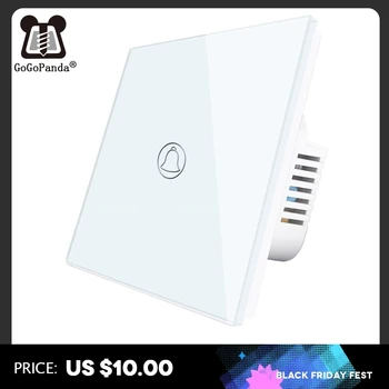 

EU Standard Doorbell Touch Switch 1 Gang Wall Ring Controller Automation Waterproof Switch 220V 4 Colors