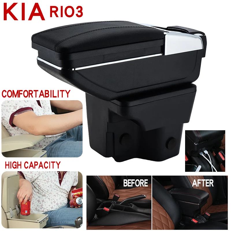 

For Kia rio 3 Armrest Box Universal Car Central Armrest Storage Box cup holder ashtray modification accessories