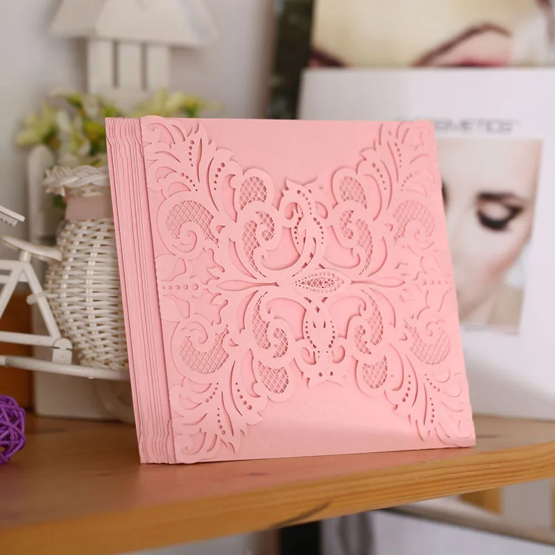  10 Pcs/ Set Wedding Party Invitation Card Decor Cards Envelope Delicate Carved Flower Wedding Party - 4.00028E+12