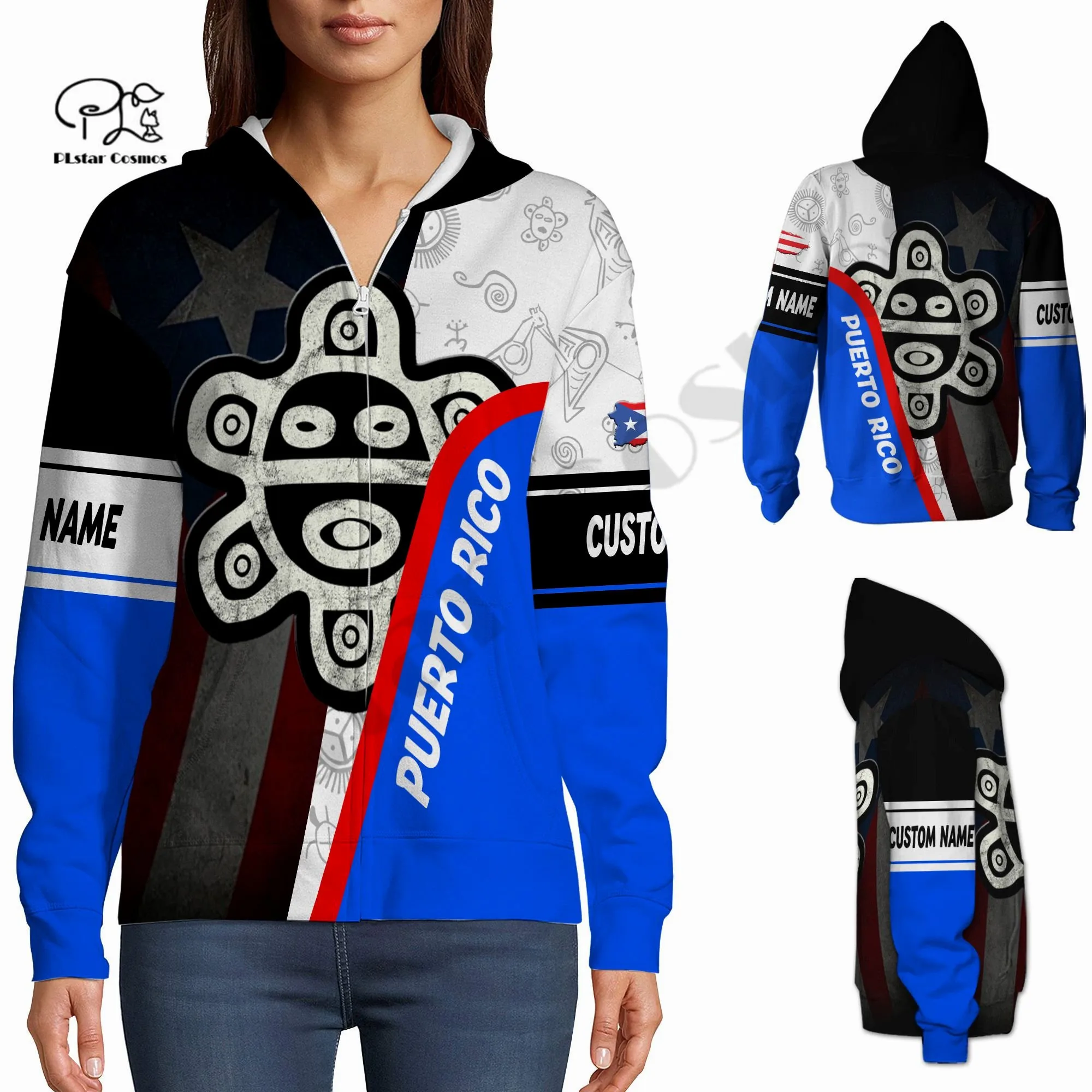 PLstar Cosmos 3DPrinted Newest Puerto Rico Flag Frog Custom Name Unique Unisex Streetwear Harajuku Hoodies/Sweatshirt/Zip Q-4