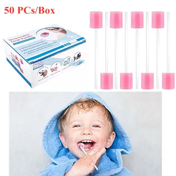 

50Pcs/Box Disposable Plum Blossom Shaped Oral Care Sponge Swabs Unflavored Sterile Dental Swab Sticks for Mouth Cavity Cleaning