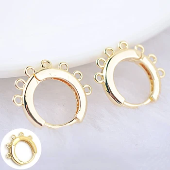 

6PCS 16x15MM 24K Gold Color Brass Round Earrings Hoop with Hanging Hole Earring Clip High Quality DIY Jewelry Making Findings
