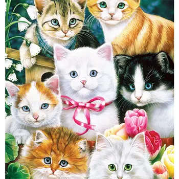 

Diamond Painting Cat Diamond Embroidery Full round Picture Of Rhinestones Cross Stitch Mosaic Animals Beads Art
