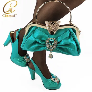 

Latest Italian Style High Heels Shoes with Bag Set for Parties Shoe and Matching Purse for Women Party 2020 Sexy Platform Pumps