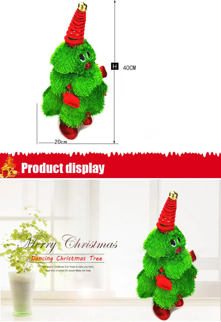 Электрическая Рождественская елка, плюшевые игрушки, можно спеть танец, блестящая маленькая Рождественская елка, Рождественская шапка, плюшевые куклы, праздничные подарки