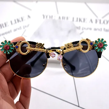

Luxury Baroque Handmade Crystal Sunglasses Women Vintage Sun Glasses Brand Design Ladies Oculos Feminino Lentes Gafas De Sol