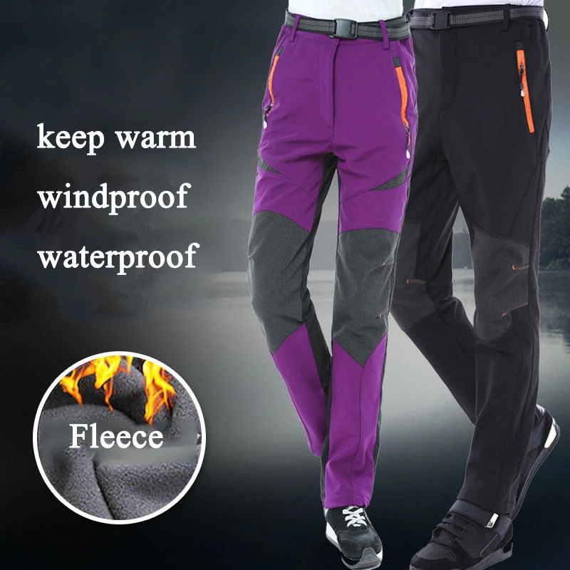 de senderismo de invierno para hombre y mujer, pantalones Softshell de forro polar para exterior, resistentes al viento, acampar, esquiar, escalar y Trekking|Pantalones de - AliExpress