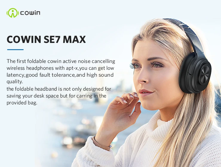 APTX ANC Bluetooth наушники Cowin SE7 MAX HiFi беспроводная гарнитура активные наушники с шумоподавлением PC телефон самолет повязка на голову