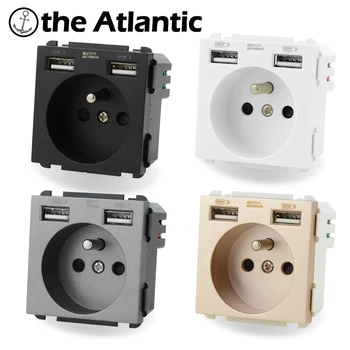 

S Series- FR Power Socket Module With Dual USB Charging Function Module DIY Free Combination Socket Black White Gold Gray
