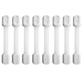

Child Safety Strap Locks (8 Pack) for Fridge, Cabinets, Drawers, Dishwasher, Toilet, Adhesive No Drilling