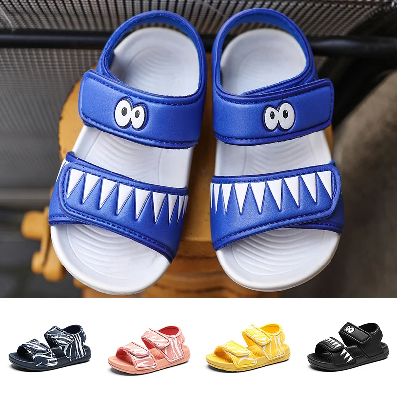 Summer New 2022 Children’s Outdoor Beach Sandals Slippers Cartoon Shark