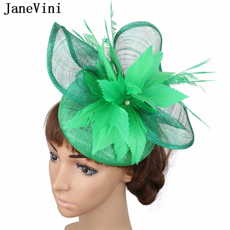 Nu berouw hebben Mam Janevini Vintage Groen Geel Veren Bruiloft Bruids Hoeden Parel Tovenaar  Cocktail Dames Bruid Hoofddeksels Bruiloft Accessoires| | - AliExpress