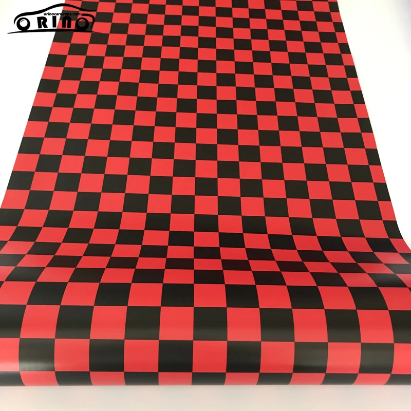 Black Red Checkered Flag Vinyl Wrap Sticker-3