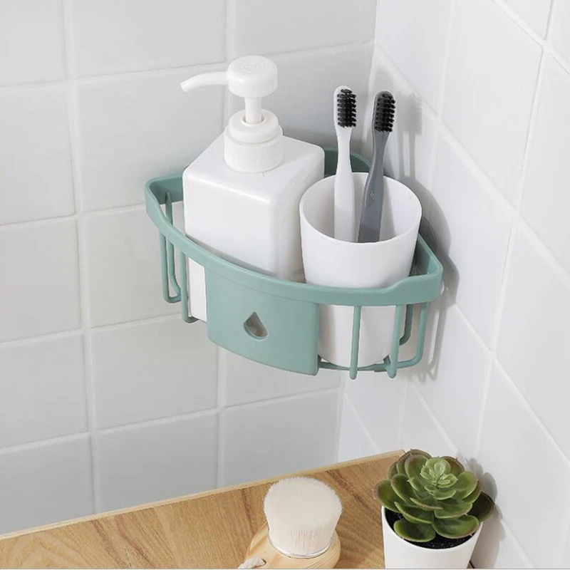 

2Pcs Bathroom Shelf Tripod Powerful Wash Shelf Toilet Storage Rack Bathroom Corner Wall Hanging Locker Kitchen Storage Rack