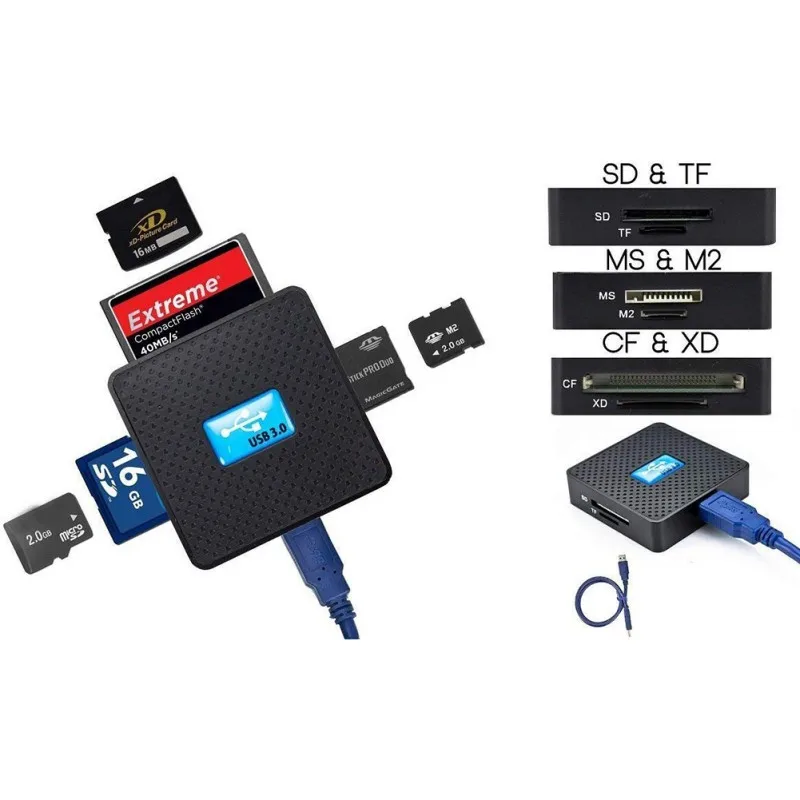 Все-в-1 USB 3,0 Compact Flash Multi Card Reader CF адаптер Micro SD MS SD для Win 10 8 7 MacOS6 устройство для чтения карт памяти