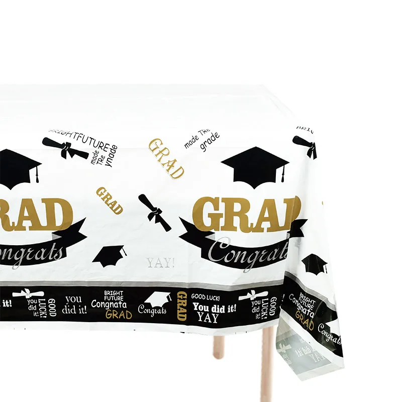 Congratulations Graduation 2021 Disposable Tableware Black Doctor Hat Print Paper Plate Cups Napkins graduation party decoration