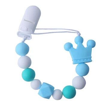 

Baby Handmade Pacifier Clips Holder Silicone Beads Pacifier Chains Crown Soother Toys Teething Chain